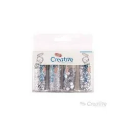 Confeti creative set glitter plateado