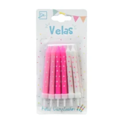 Velas Con Estrellas Rosa x12
