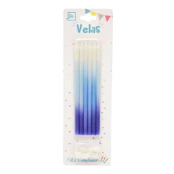 Velas Azul, Celeste y Blanco x 6