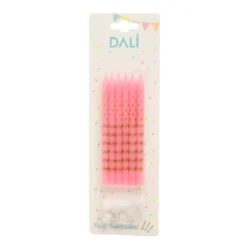 Velas Ondas y Puntos Rosa x 6